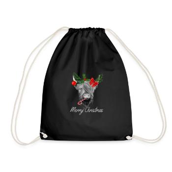 Joyeux Noël Bovins écossais des Highlands - Sac de sport léger - noir - Devant