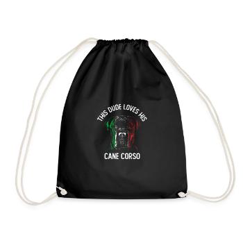 This Dude Loves His Cane Corso - Drawstring Bag - black - Front