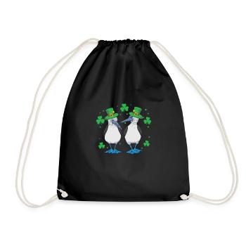 St. Patrick's Day Blue-footed Gannet Bird - Drawstring Bag - black - Front