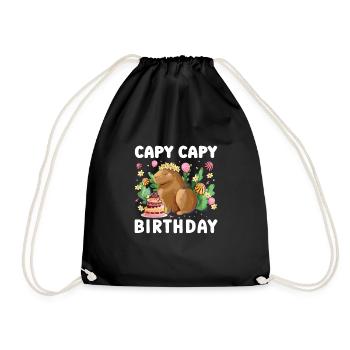 Capy Birthday - Turnbeutel - Schwarz - Vorne