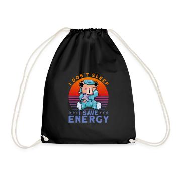 Je ne dors pas J’économise de l’énergie - Sac de sport léger - noir - Devant