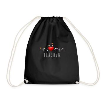Teacher Heartbeat - Drawstring Bag - black - Front