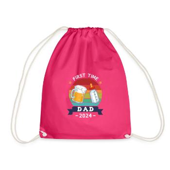 First Time Dad 2024 - Drawstring Bag - fuchsia - Front