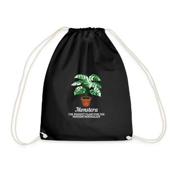 Monstera Modern Minimalist - Turnbeutel - Schwarz - Vorne