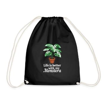 Life is better with my Monstera - Turnbeutel - Schwarz - Vorne