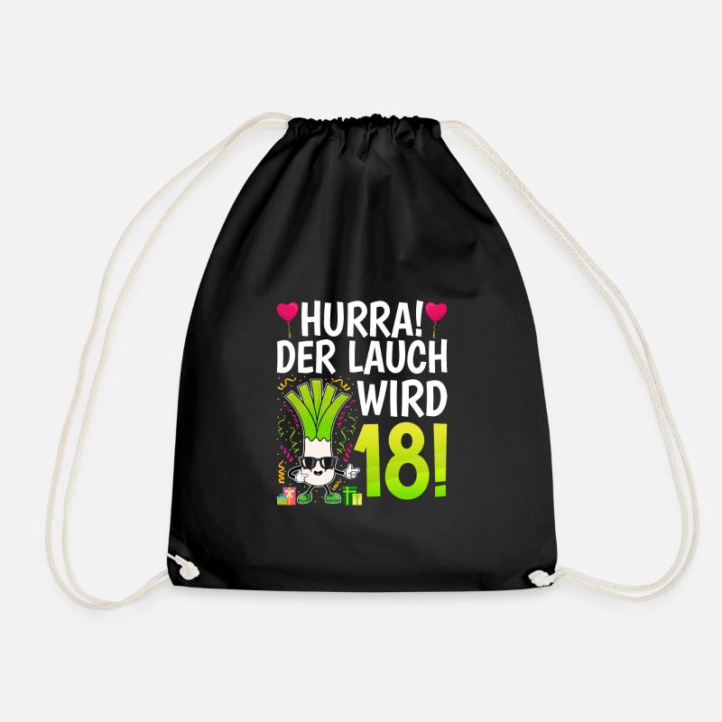 Hurra der Lauch wird 18 Geburtstag - Turnbeutel - Schwarz