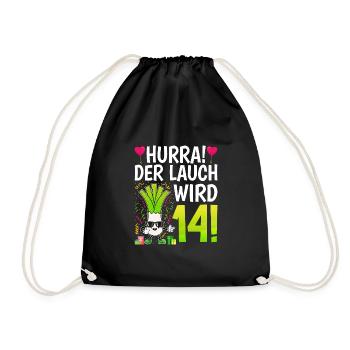 Hurra der Lauch wird 14 - Turnbeutel - Schwarz - Vorne