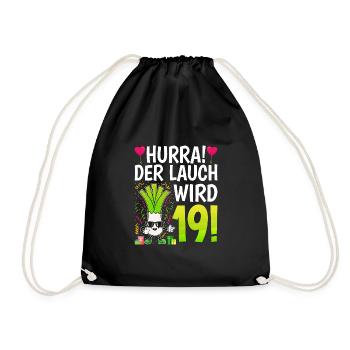 Hurra der Lauch wird 19 - Turnbeutel - Schwarz - Vorne