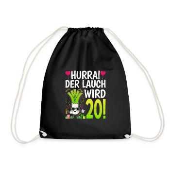 Hurra der Lauch wird 20 - Turnbeutel - Schwarz - Vorne