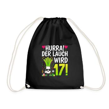 Hurra der Lauch wird 17 - Turnbeutel - Schwarz - Vorne