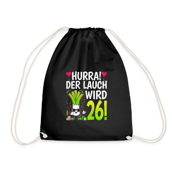 Hurra der Lauch wird 26 - Turnbeutel - Schwarz - Vorne