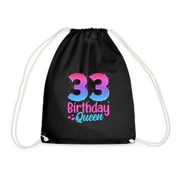 Birthday Queen 33 Geburtstag - Drawstring Bag - black - Front