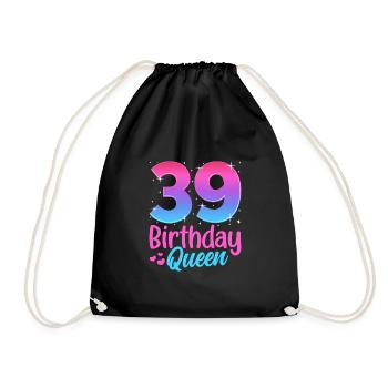 Birthday Queen 39 Geburtstag - Drawstring Bag - black - Front