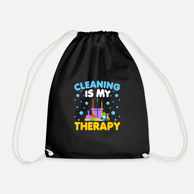 Cleaning Is My Therapy - Turnbeutel - Schwarz