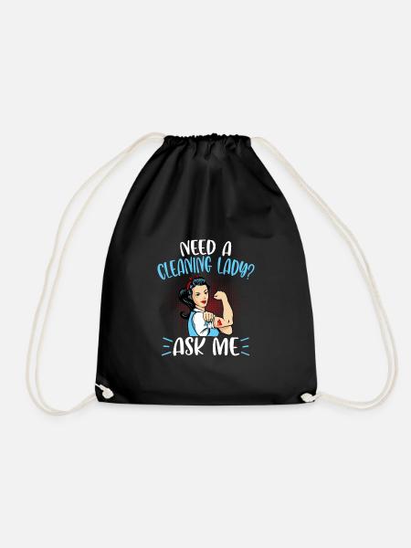 Need A Cleaning Lady - Drawstring Bag - black