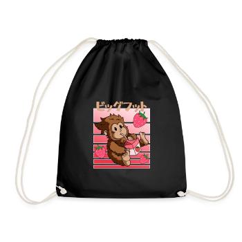 Bigfoot Kawaii Erdbeer-Milchshake - Turnbeutel - Schwarz - Vorne