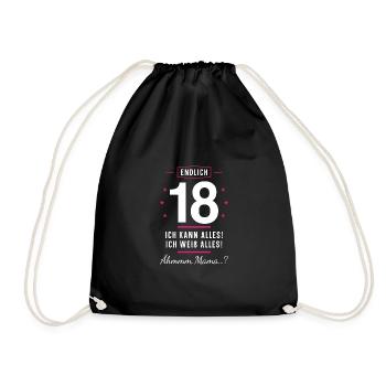 Endlich 18 Geburtstag Ich Kann Alles Ich Weiß - Turnbeutel - Schwarz - Vorne