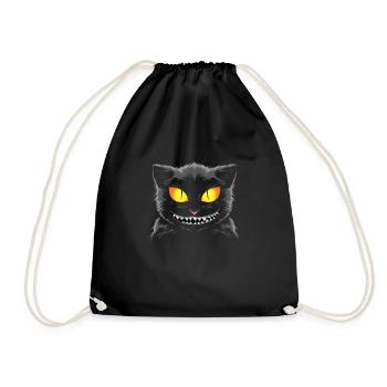 Schwarze Grinse Katze - Turnbeutel - Schwarz - Vorne