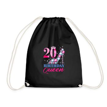 Birthday Queen 20 - Turnbeutel - Schwarz - Vorne