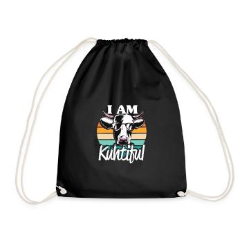 I Am Kuhtiful Kuhbauer Milchbauer Kuh Fan - Turnbeutel - Schwarz - Vorne