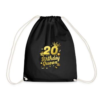 Birthday Queen 20 - Drawstring Bag - black - Front