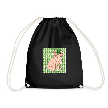 Lucky Pig - Drawstring Bag - black - Front