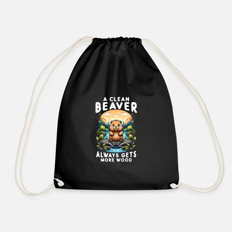 A Clean Beaver Always Gets More Wood - Turnbeutel - Schwarz