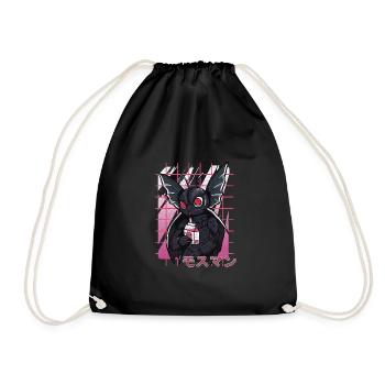 Mothman Kawaii Erdbeer Milchshake - Turnbeutel - Schwarz - Vorne