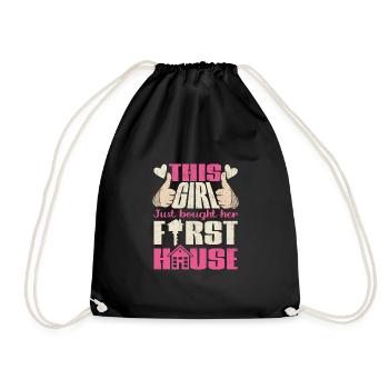 This Girl Just Bought Her First House - Drawstring Bag - black - Front