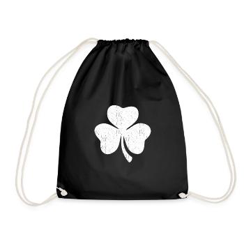 White three-leaf clover - Drawstring Bag - black - Front