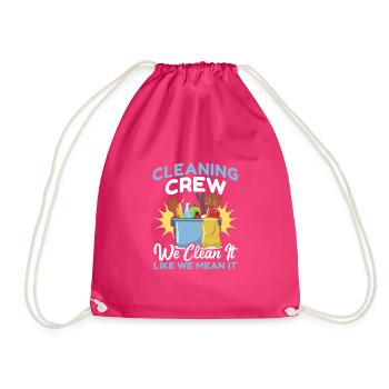 Cleaning Crew - Drawstring Bag - fuchsia - Front