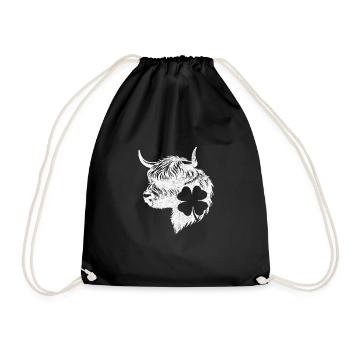 Shamrock Scottish Highland Cattle - Drawstring Bag - black - Front
