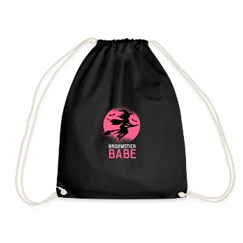 Broomstick Babe Ladies Witch - Drawstring Bag - black - Front