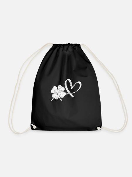 Irisches Kleeblatt Herz St. Patrick's Day - Turnbeutel - Schwarz