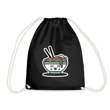 Ramen - Niedliches japanisches Maskottchen - Schwarz - Turnbeutel - Schwarz - Vorne