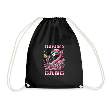 Flamingo Gang - Drawstring Bag - black - Front
