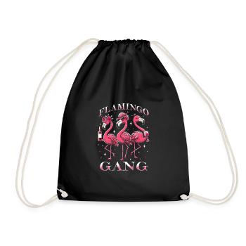 Flamingo Gang - Drawstring Bag - black - Front