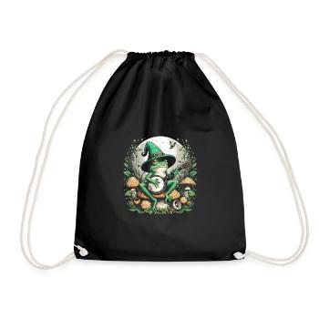 Cottagecore Aesthetic Frog - Drawstring Bag - black - Front