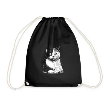 Geometrische polygonale Katze - Turnbeutel - Schwarz - Vorne
