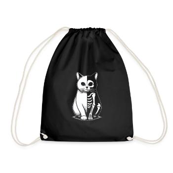 Cat Skeleton Halloween - Drawstring Bag - black - Front