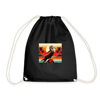 Retro Redfoot Booby - Drawstring Bag - black - Front