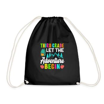 Third Grade Let The Adventure Begin - Drawstring Bag - black - Front