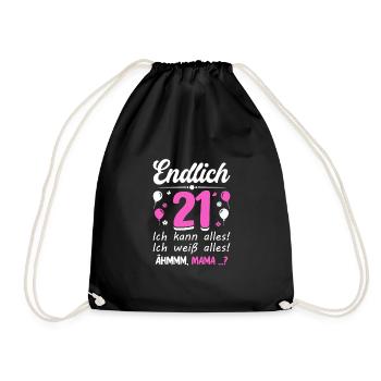 Finally 21 I can do everything, I know everything - Drawstring Bag - black - Front