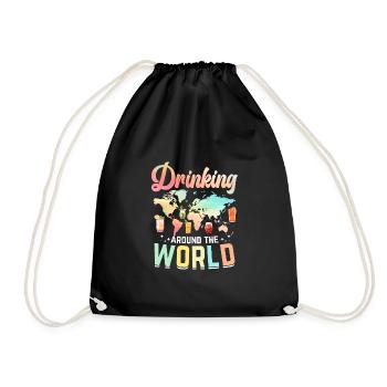 Drinking Around The World - Turnbeutel - Schwarz - Vorne