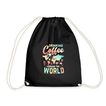 Drinking Coffee Around The World - Turnbeutel - Schwarz - Vorne