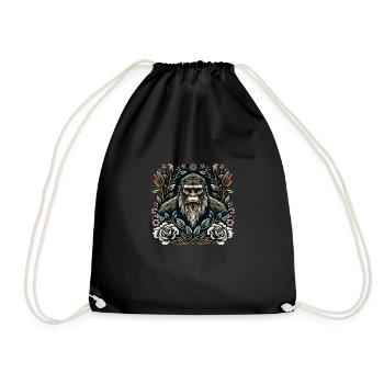 Floral Bigfoot Sasquatch - Drawstring Bag - black - Front