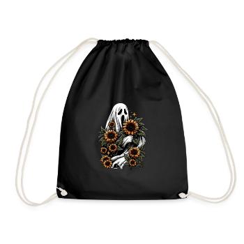 Ghost with sunflowers - Drawstring Bag - black - Front
