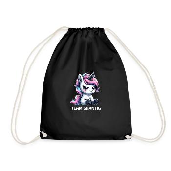 Team Grantig Groups Dialect Saying Unicorn - Drawstring Bag - black - Front