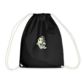 Floral Ghost with Hat - Drawstring Bag - black - Front