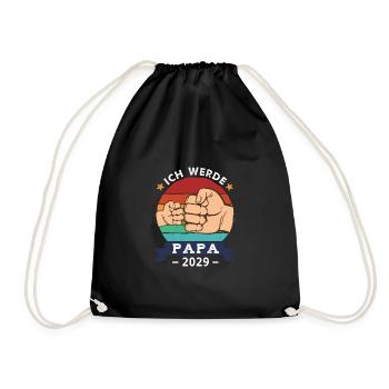 Ich werde Papa 2029 Schwangerschaft Werdender Papa - Turnbeutel - Schwarz - Vorne